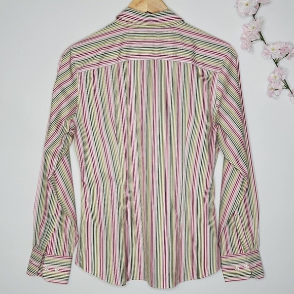 Lands End Pinstripe Button Down Multicolored Sz 10 - Picture 3 of 9